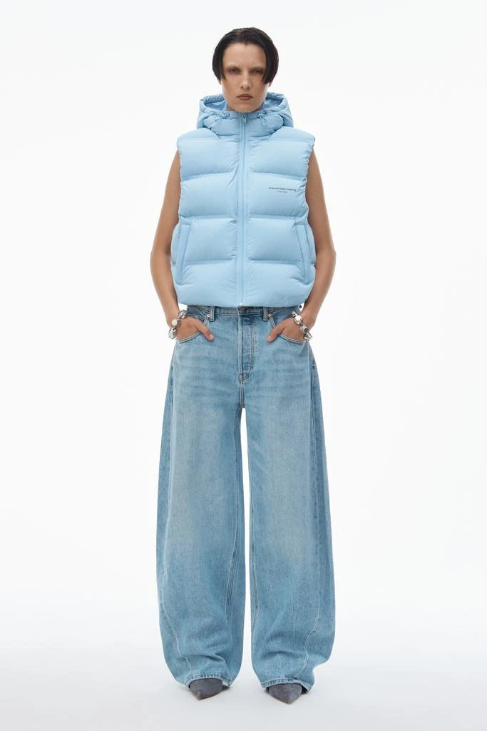 Alexander Wang cropped hooded puffer vest with reflective logo 1