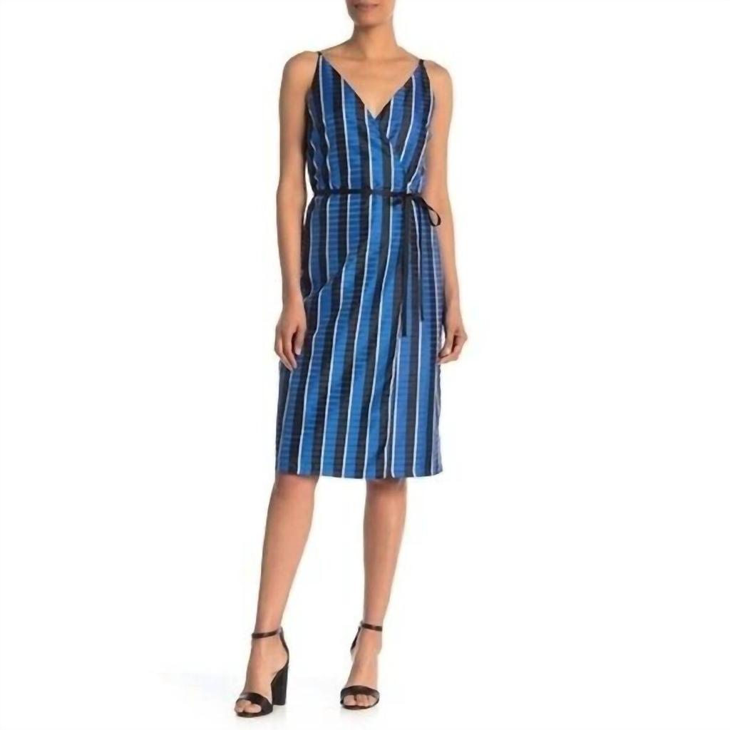 Robert Rodriguez Robert Rodriguez - Striped Surplice V neck Dress