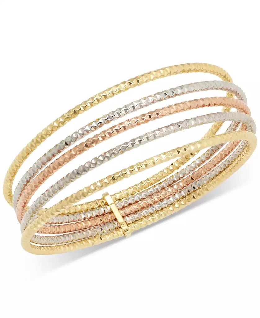 Macy's Multi-Layered Textured Bangle Bracelet in 10k Tri-Color Gold 1