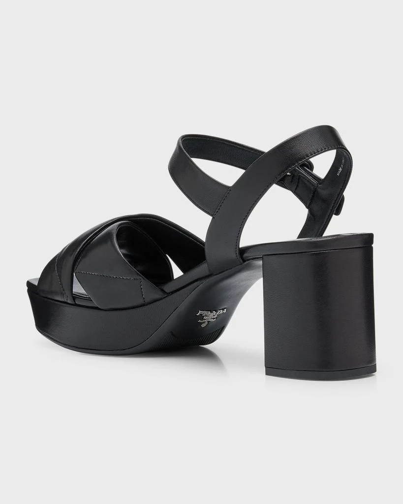 Prada Quilted Leather Ankle-Strap Platform Sandals 4