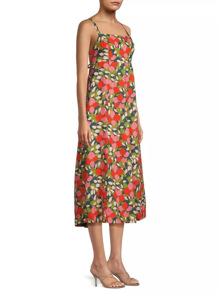 Birds of Paradis Sandrine Floral Linen Midi-Dress 4
