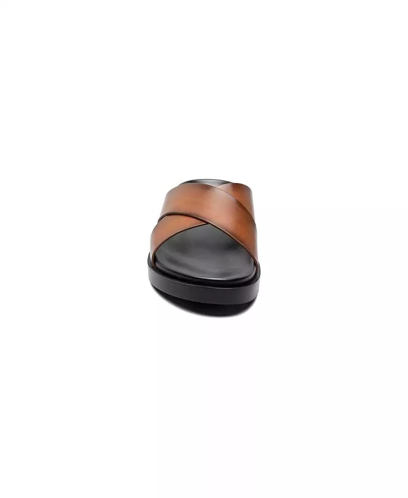 Stacy Adams Cognac Brown Leather Crisscross Slide Sandals Stacy Adams Montel Men main image 2