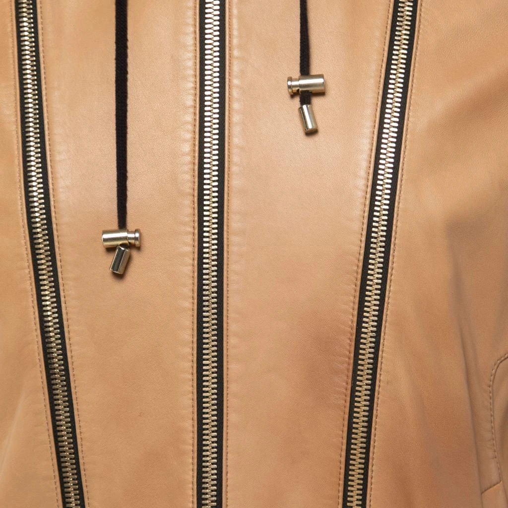 Balmain Balmain Beige Lambskin Leather Hooded Jacket 2XL 3