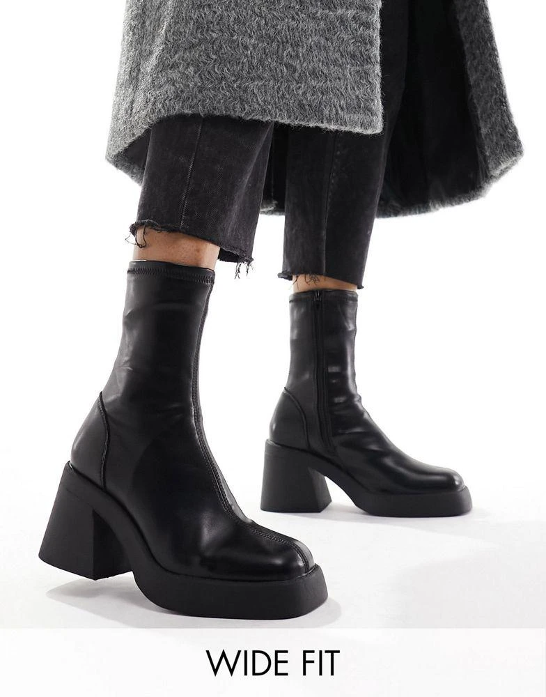 ASOS ASOS DESIGN Wide Fit Radiate mid-heel boots in black 1