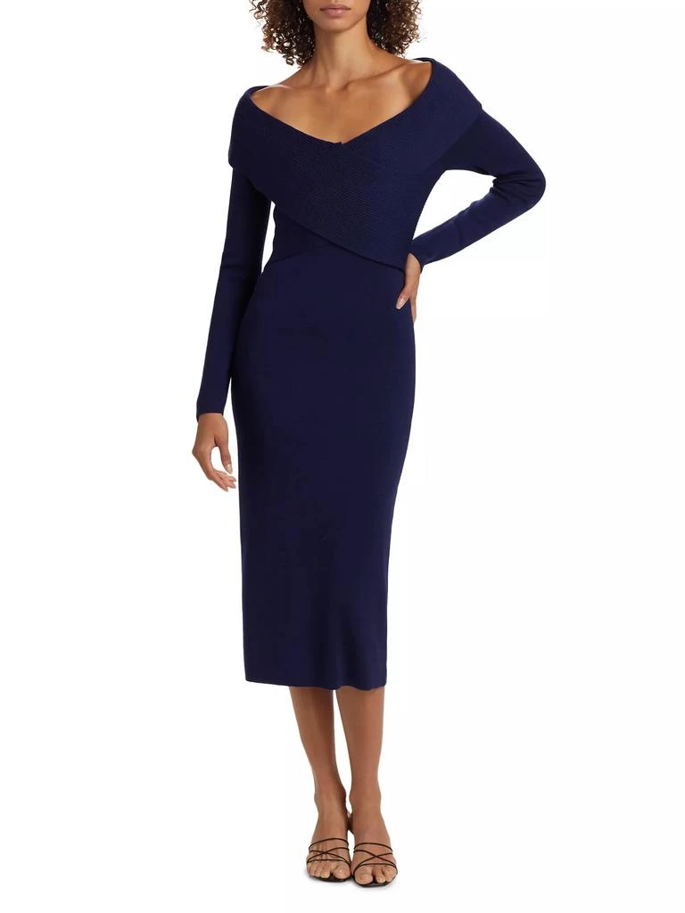 Tahari Rowan Wool Off-The-Shoulder Sweaterdress 2