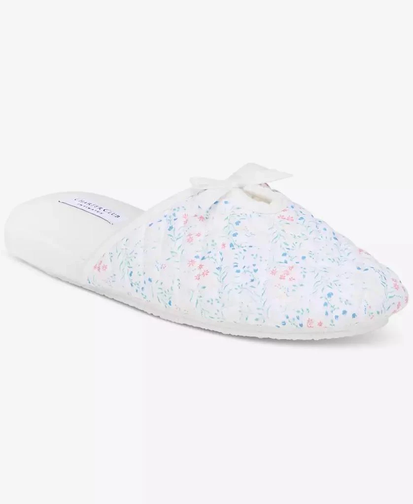 Charter Club Women's Leafy Floral Quilted Slippers, Exclusively at Macy's 1