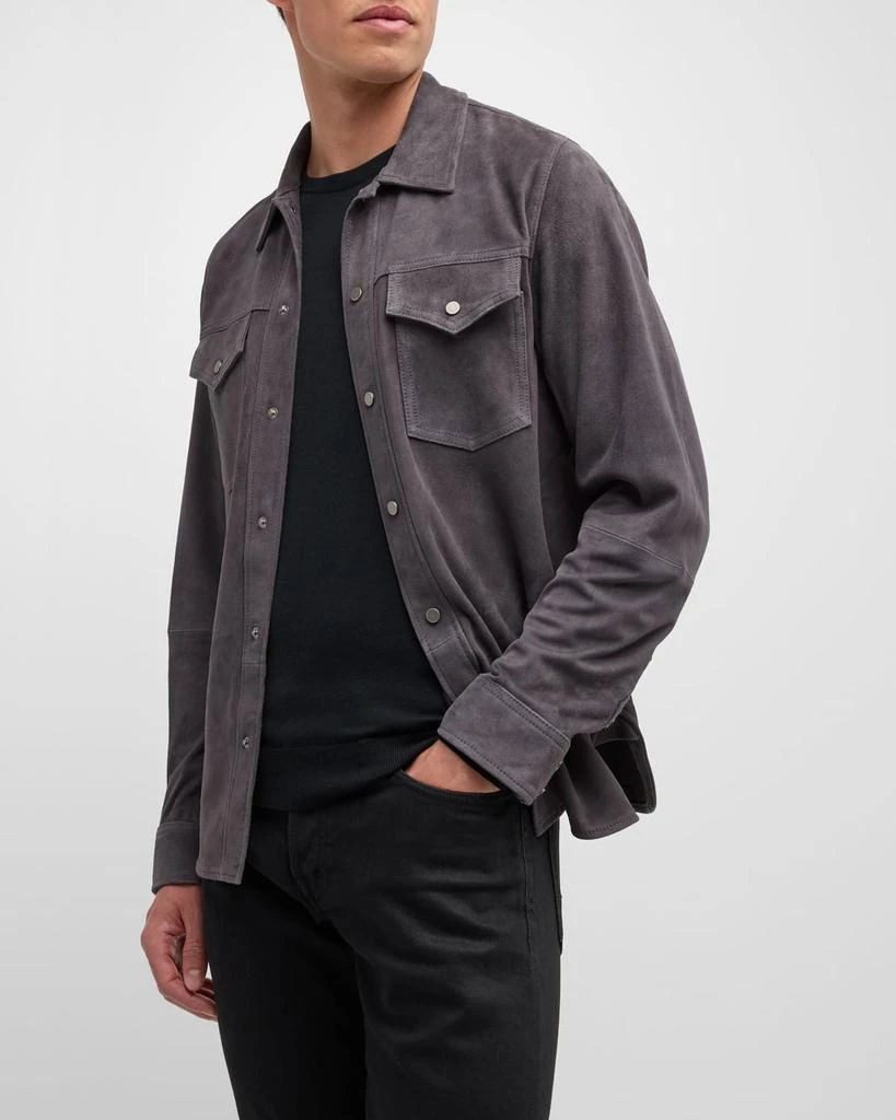 Neiman Marcus Men's Goat Suede Trucker Shirt Jacket 8