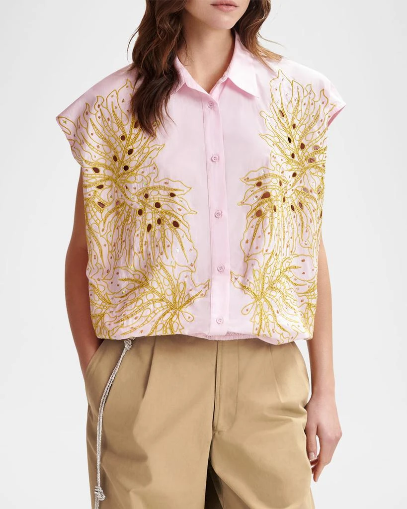 Essentiel Hebraska Embroidered Button-Front Shirt 4