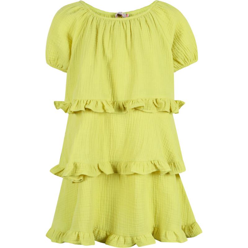 Devotion Tiered ruffles long cotton dress in yellow
