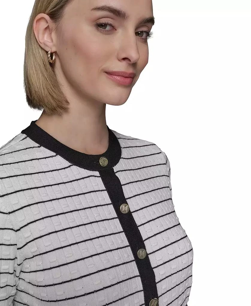 Karl Lagerfeld Paris Women's Striped Short-Sleeve Cardigan 4