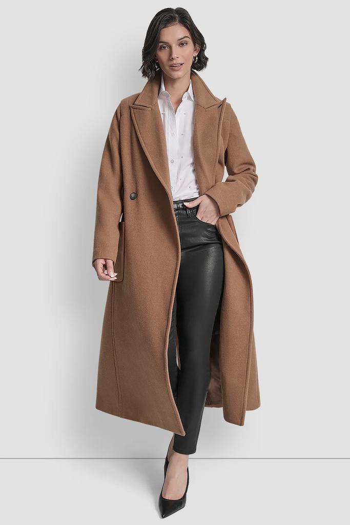 DKNY LONG WOOL TAILORED TIE WAIST COAT - Coats - Free Shipping