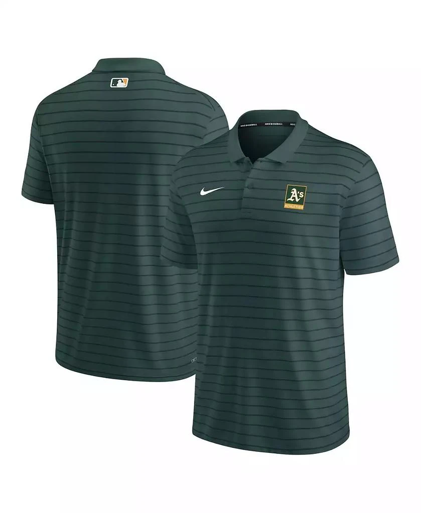 NIKE Men's Green Oakland Athletics Authentic Collection Striped Performance Pique Polo Shirt 1