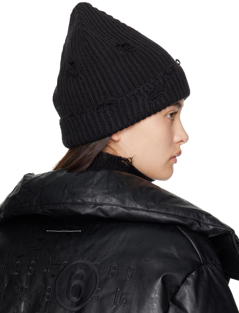 MM6 Black Distressed Beanie 3
