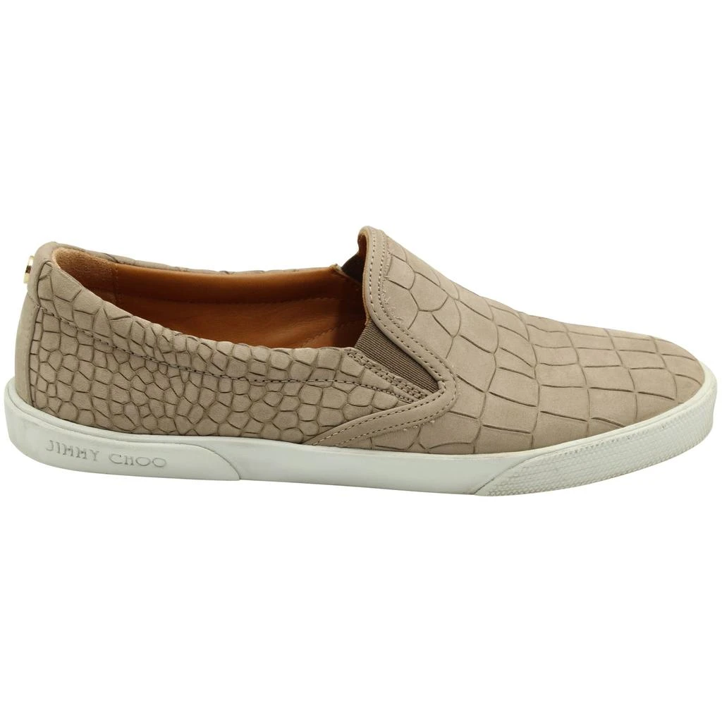 Jimmy Choo Croc-embossed Slip-on Sneakers in Nude Leather 1