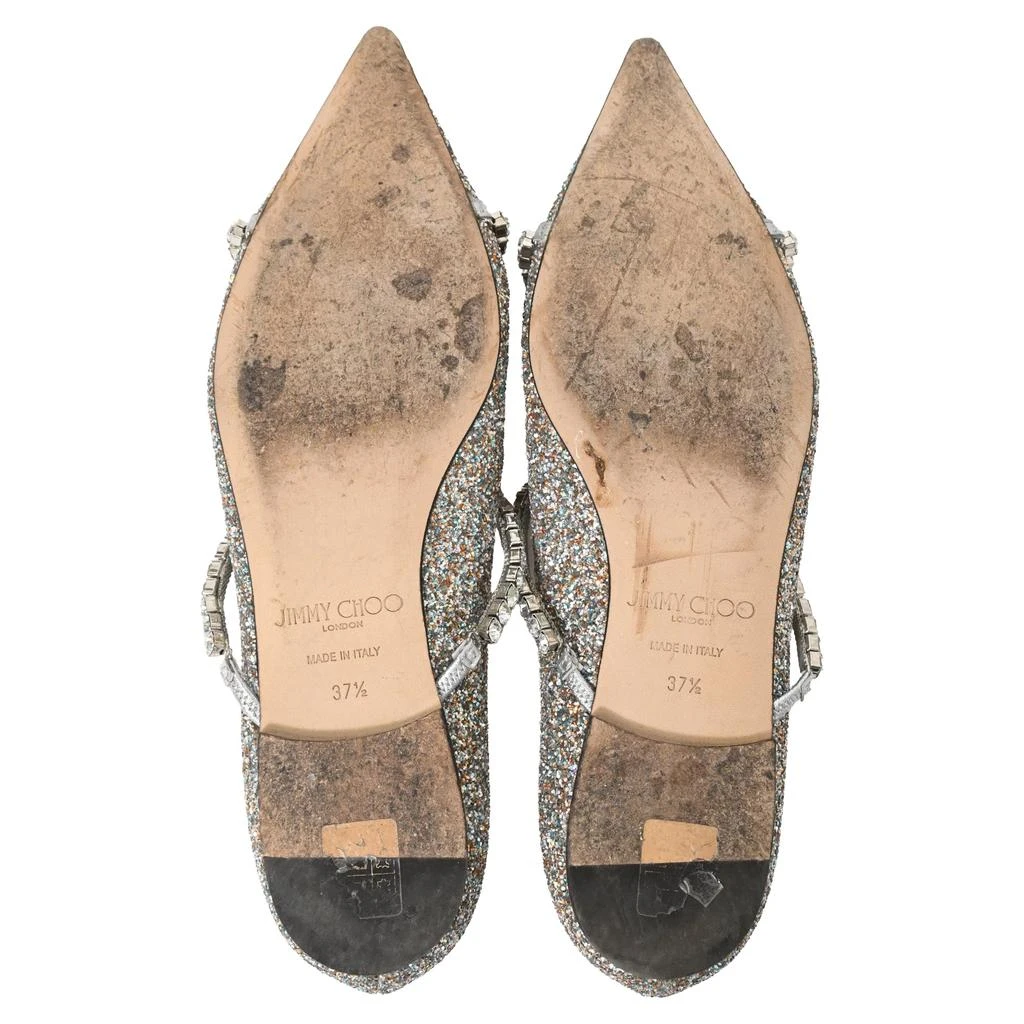 Jimmy Choo Genevi Crystal Embellished Ballet Flats in Silver Glitter 6