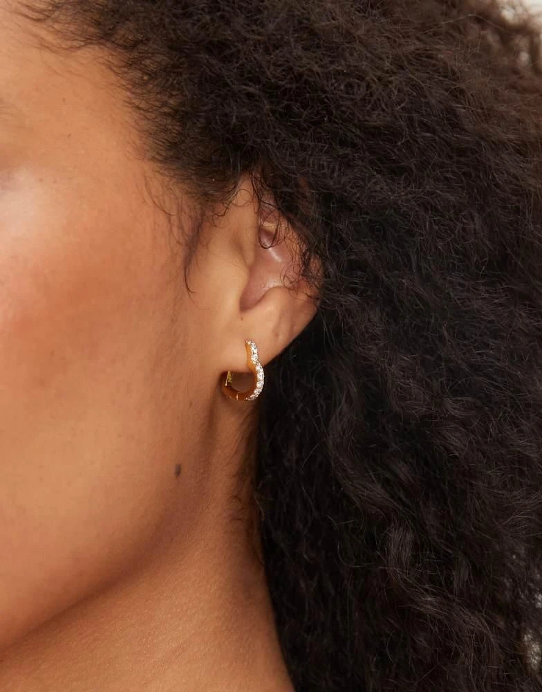 Abbott Lyon Abbott Lyon pave crystal heart hoop stainless steel earrings in 18k gold plated 3