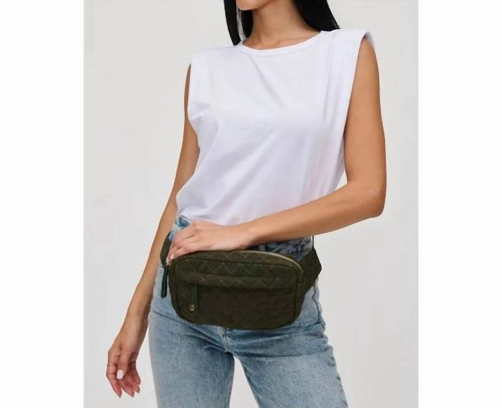 Urban Expressions Teo Quilted Nylon Fanny Pack Belt Bag Sling Bag In Olive 2