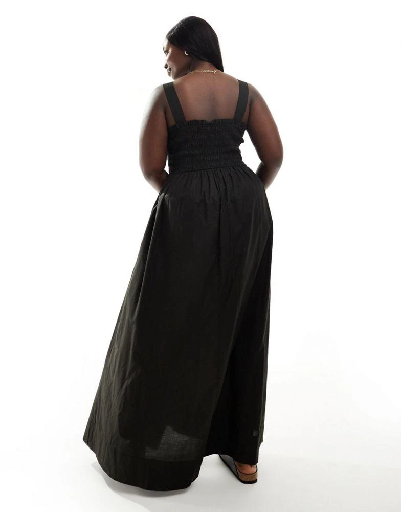 ASOS ASOS DESIGN Curve shirred bust maxi beach dress in black 4