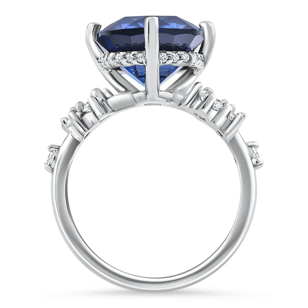 Pompeii3 8Ct TW Cushion Blue Sapphire
Diamond Muse Ring 14k White Gold Lab Grown 2
