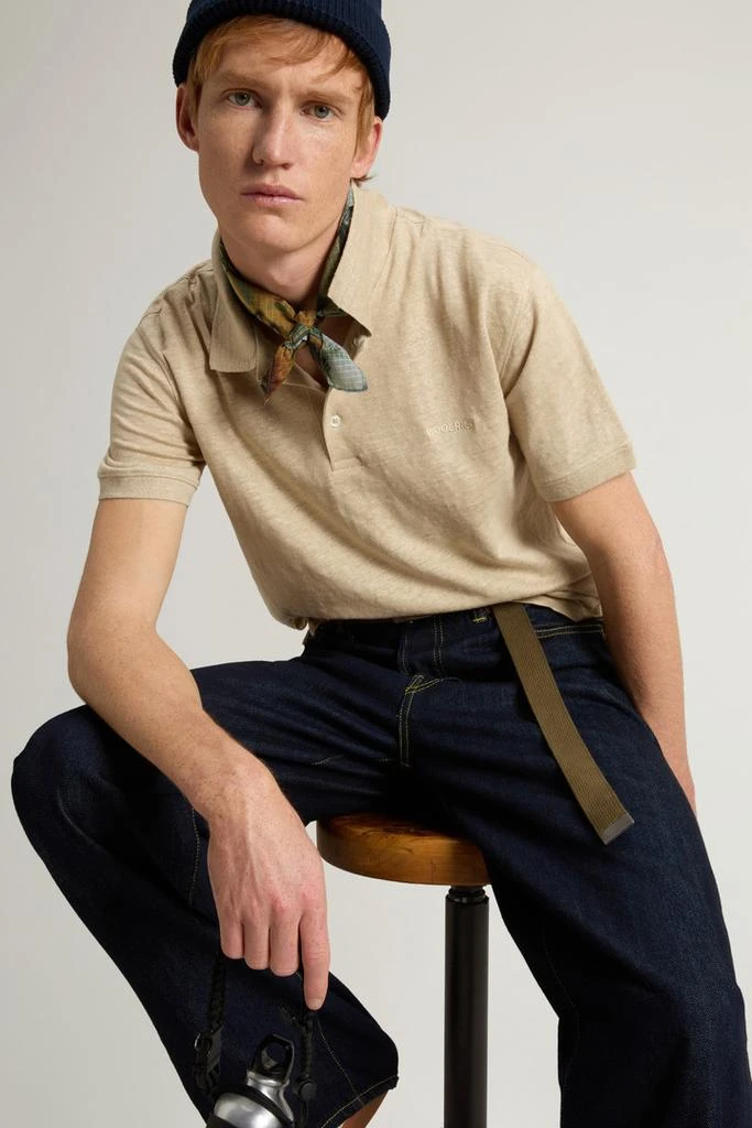 Woolrich Pure Linen Polo Shirt - Men - Blue 4