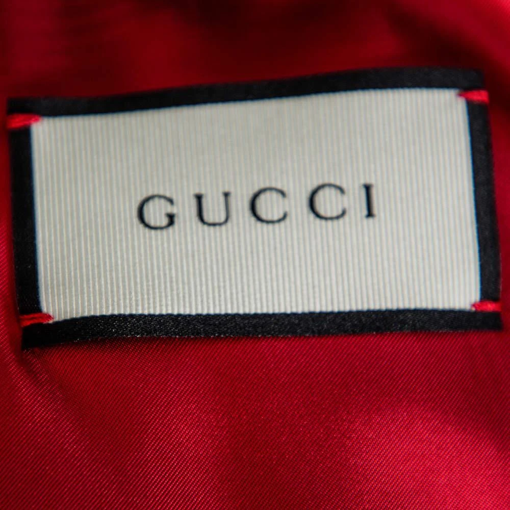 Gucci Gucci Black Satin Contrast Trim Spiritismo Applique Detail Bomber Jacket M 6
