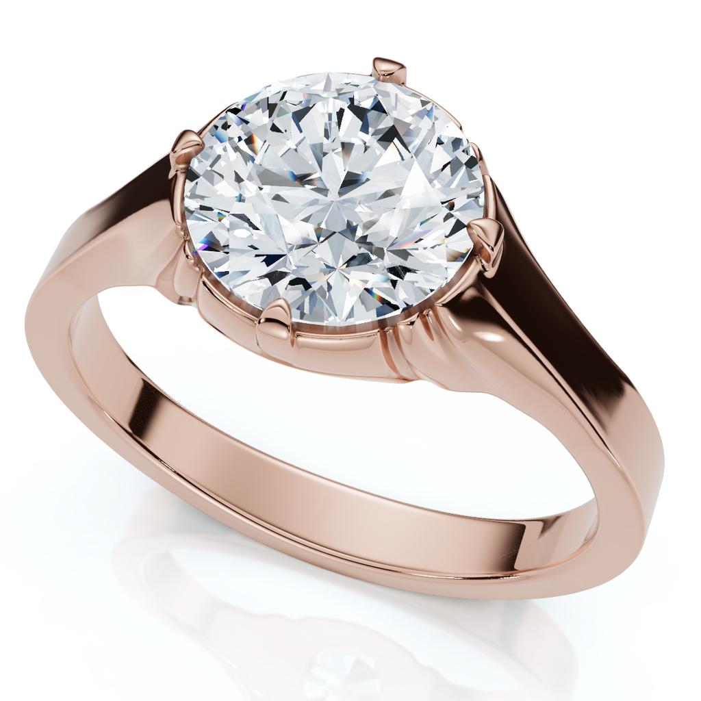 Pompeii3 1 1/2Ct Round Diamond Signet Ring 14k Gold or Platinum Lab Grown