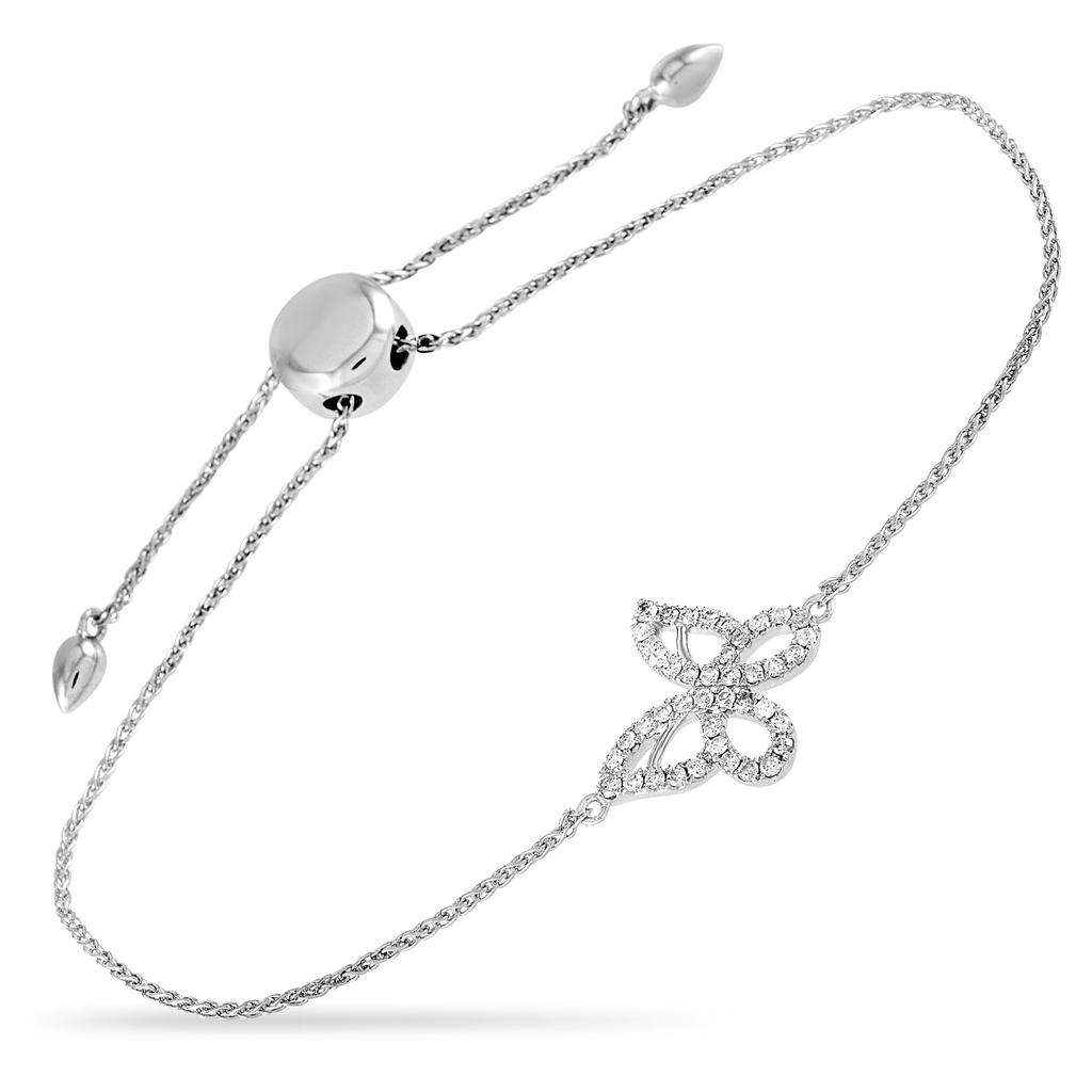 Non Branded 14K White Gold 0.30ct Diamond Butterfly Bracelet