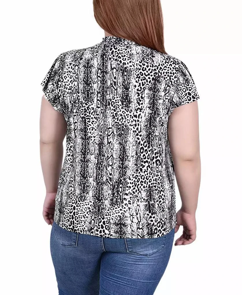 NY Collection Plus Size Short Flutter Sleeve Mock Neck Top 2