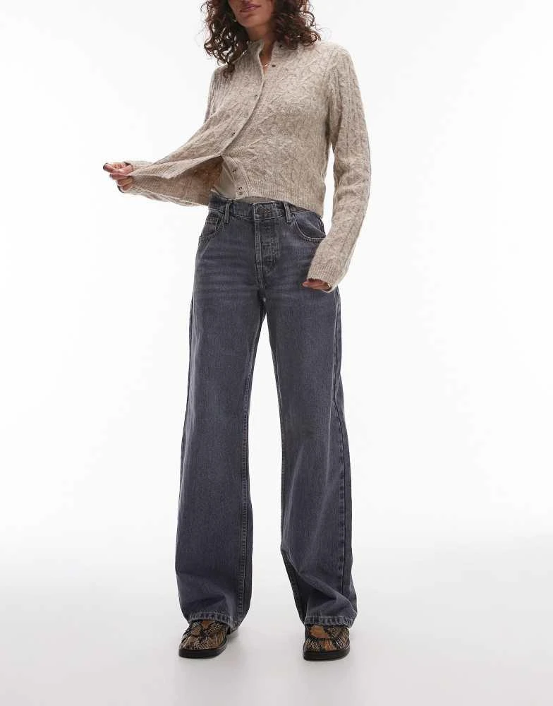 Topshop Topshop Ember low rise wide leg jean in grey 2