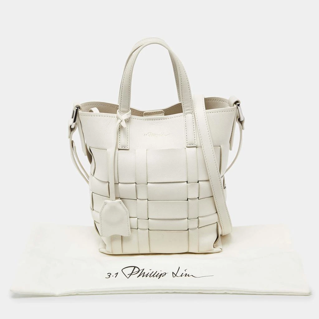 3.1 Phillip Lim 3.1 Phillip Lim Off White Woven Leather Mini Odita Lattice Bucket Bag 11