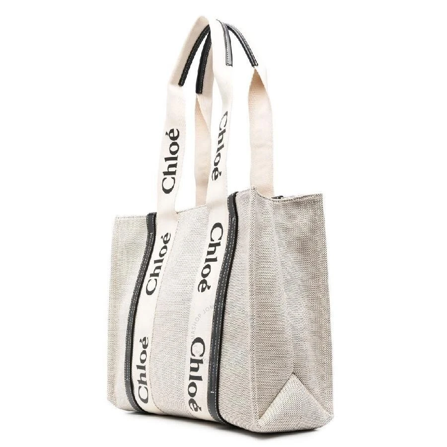 Chloé Medium Woody Linen Logo Tote Bag 2