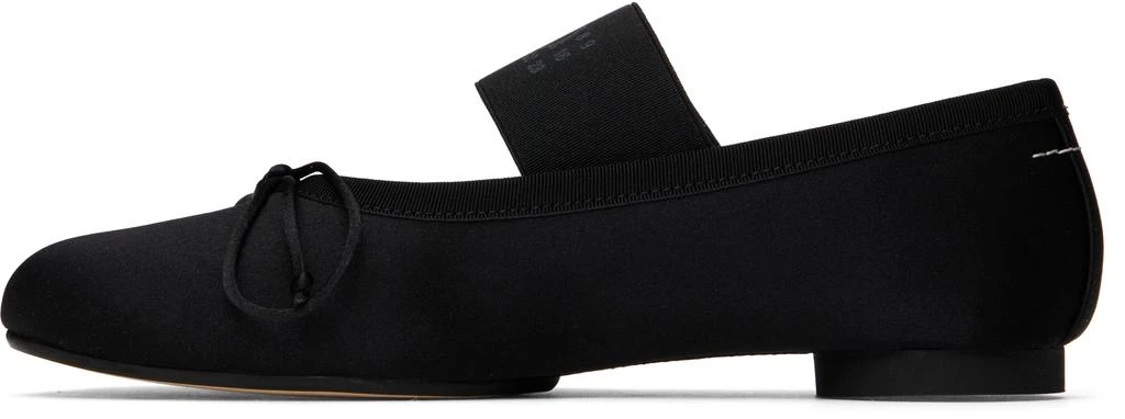 MM6 Black Satin Anatomic Logo Ballerina Flats 3