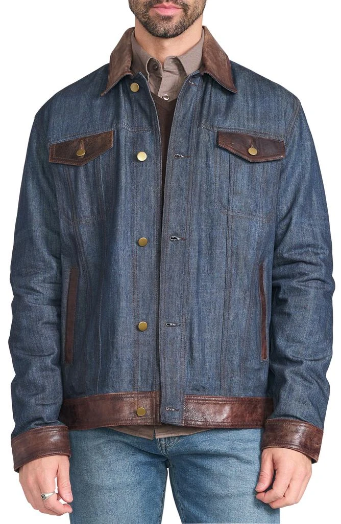 FLYNT Leather Trim Denim Jacket 10
