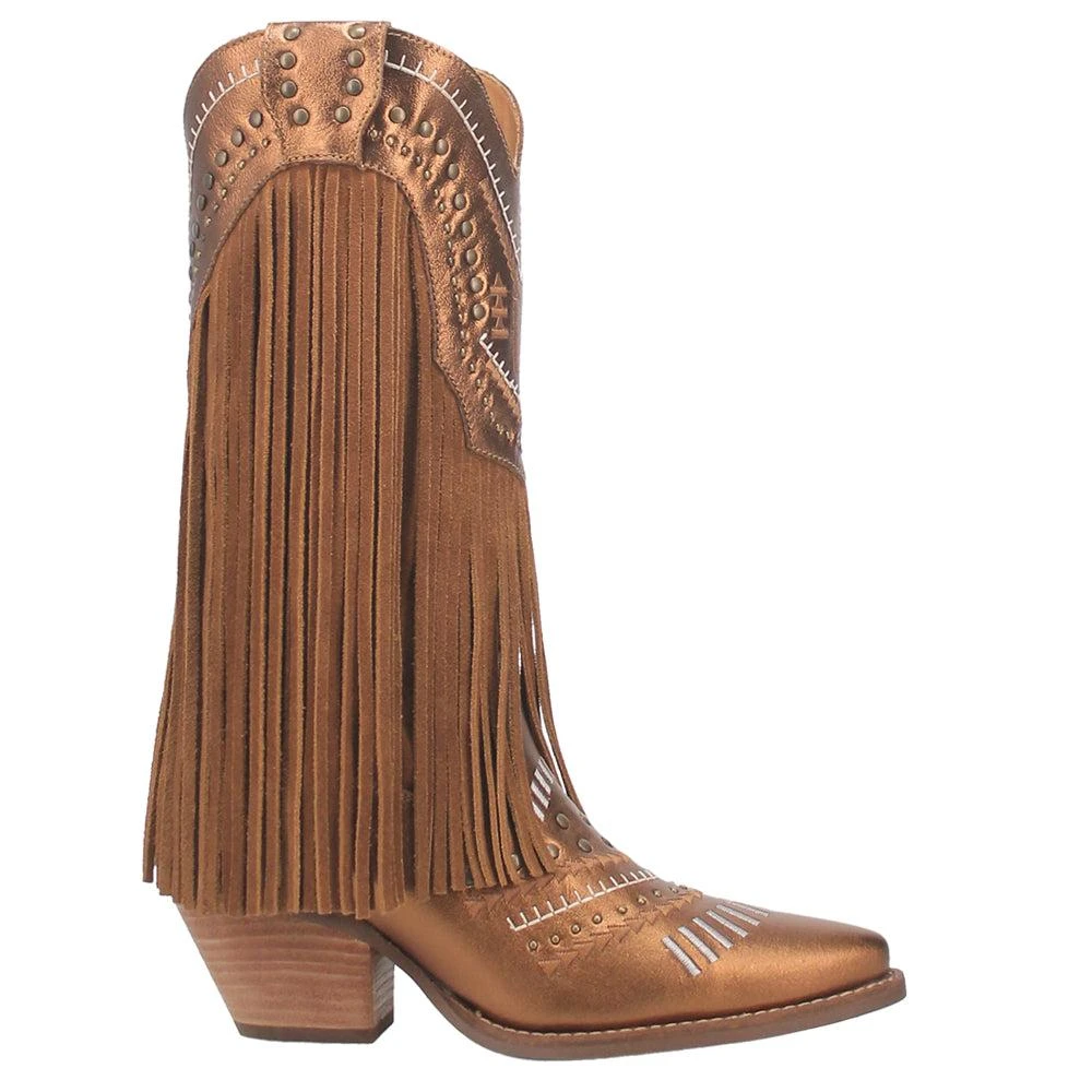 Dingo Gypsy Studded Fringe Metallic Snip Toe Cowboy Boots 1