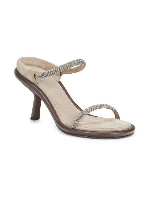 Brunello Cucinelli 80MM Beaded Trim Leather Sandals