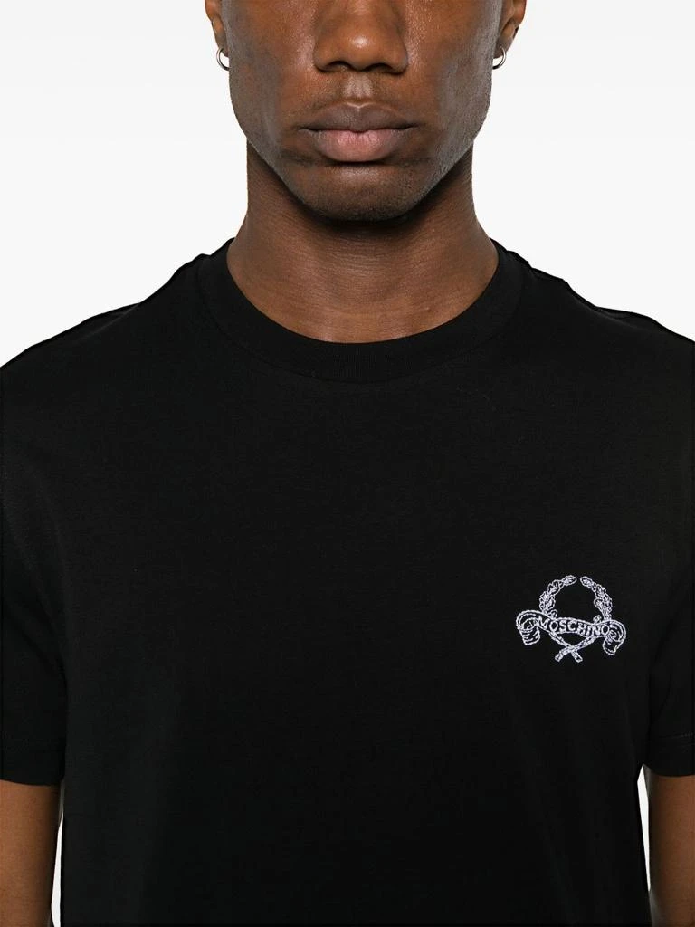 Moschino Short-Sleeve Black T-Shirt With Intricate Embroidery 3