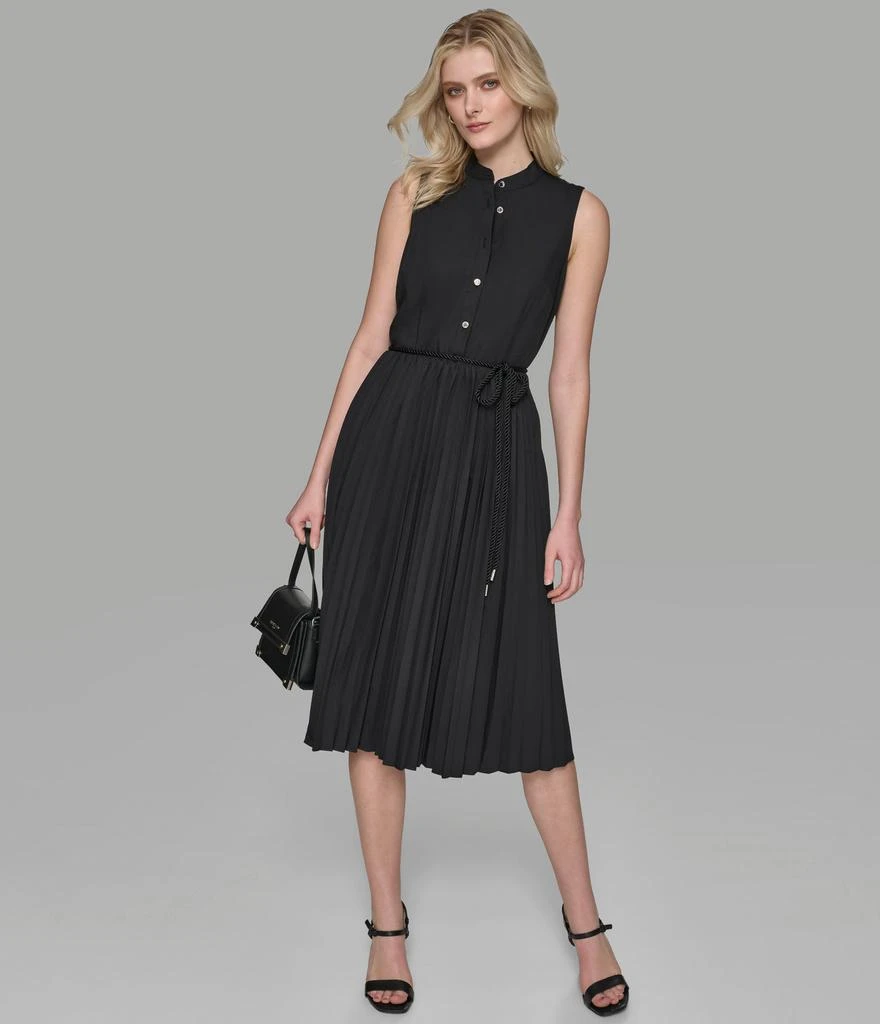 Karl Lagerfeld Paris SLEEVELESS PLEATED POPLIN MIDI SHIRT DRESS 8