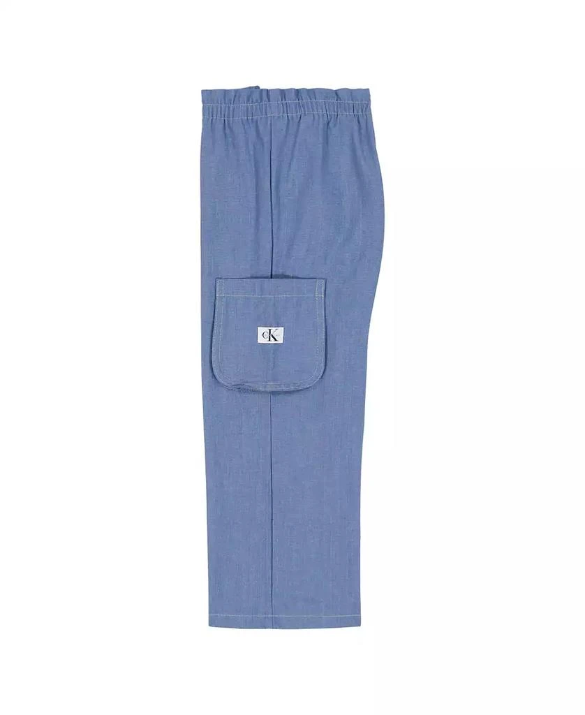 Calvin Klein Girls
 4-6X Square Neck T-Shirt and Wide Leg Denim Pants, 2-Piece Set 3