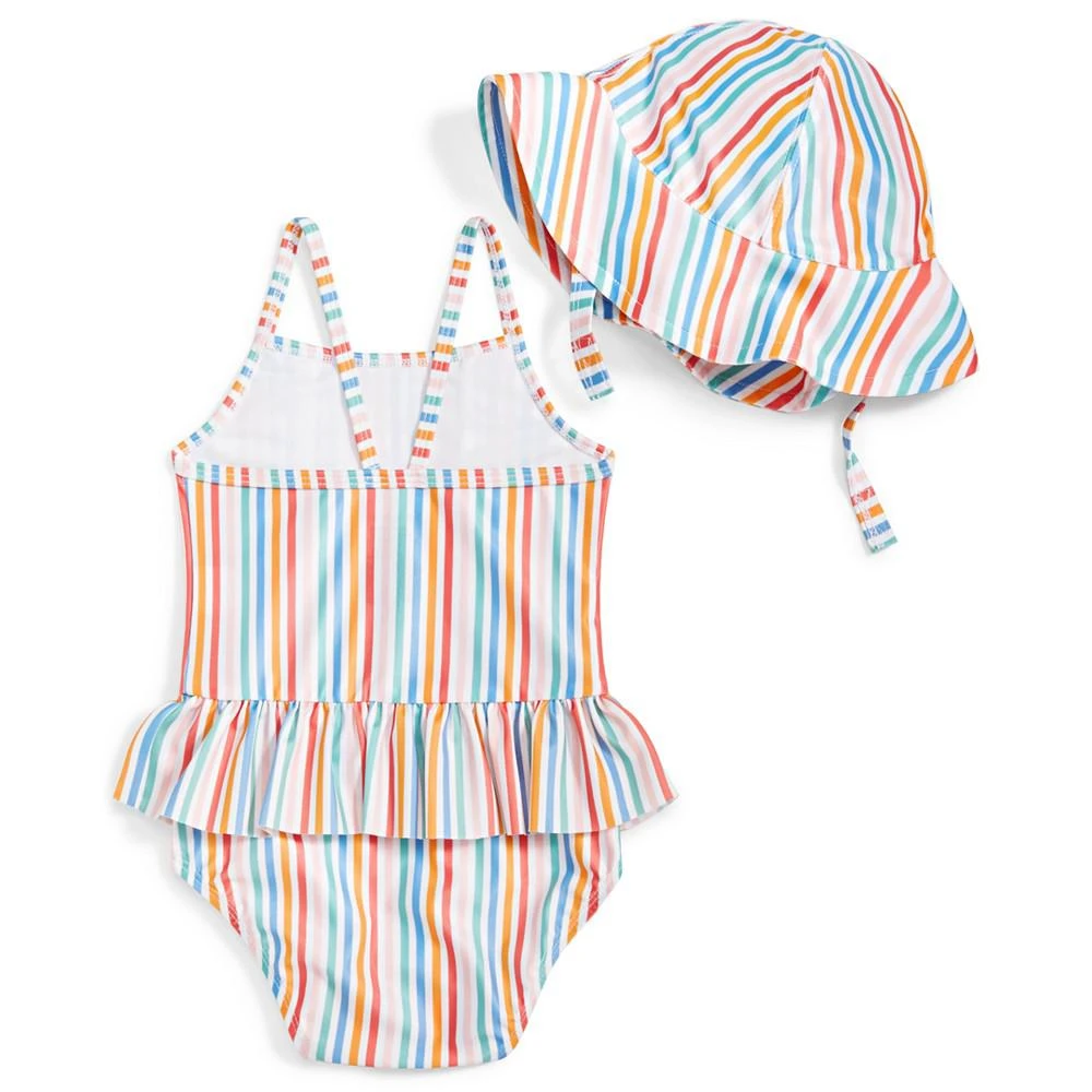 First Impressions Baby Girls Striped One Piece Swimsuit and Hat, 2 Piece Set, UPF 50, Created for Macy's 2