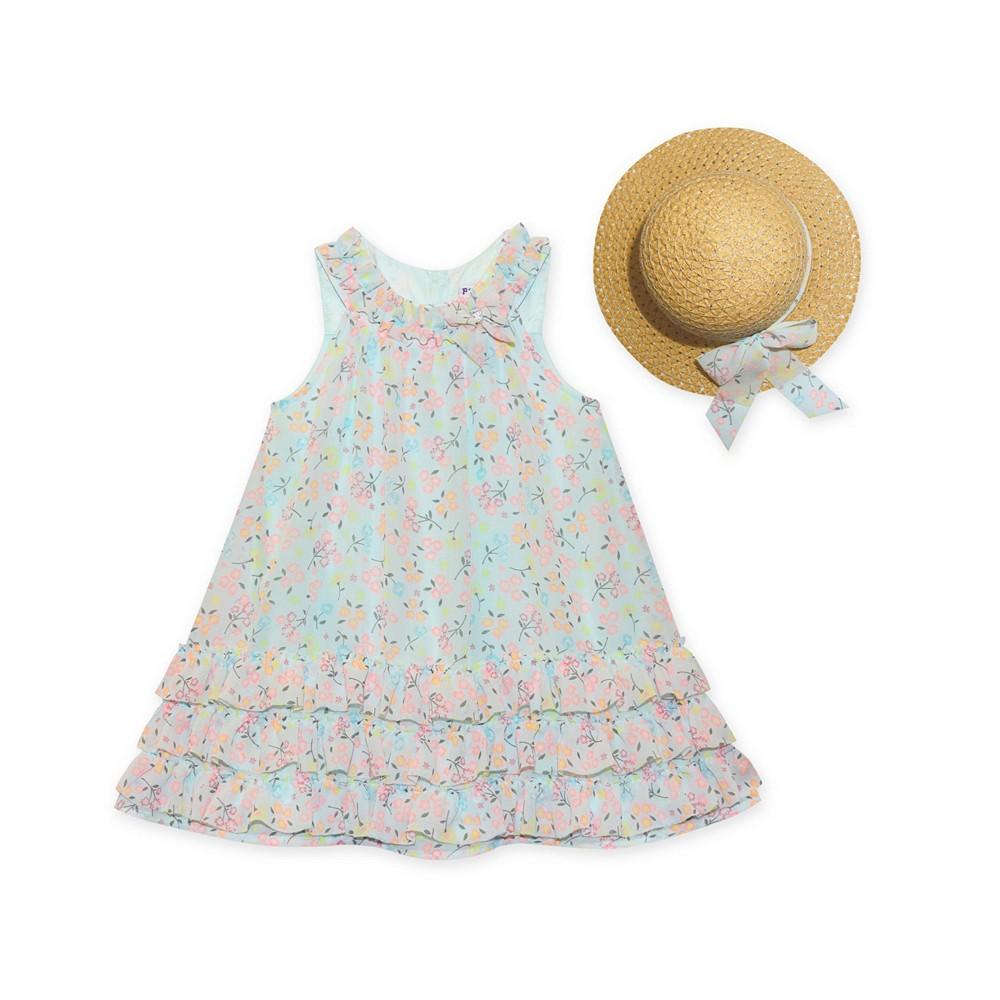 Blueberi Boulevard Baby Girls Ruffle-Trim Floral Swing Dress Sun Hat