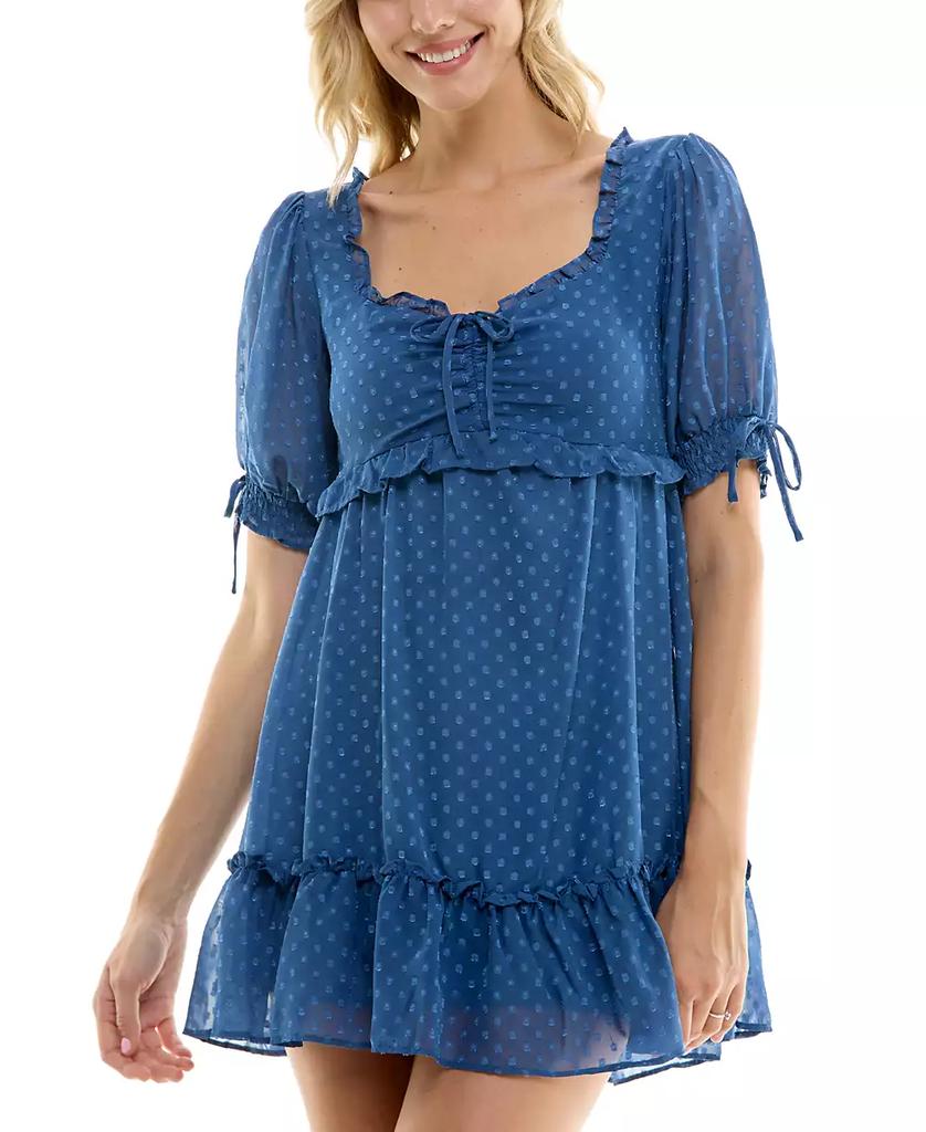 B Darlin Juniors' Clip-Dot Chiffon A-Line Dress