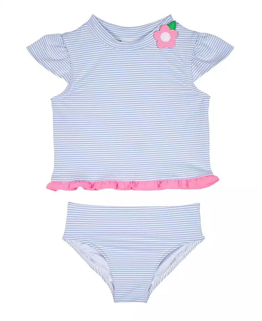 Florence Eiseman Little Girls Cap Sleeve Rash Guard Tankini With Flower