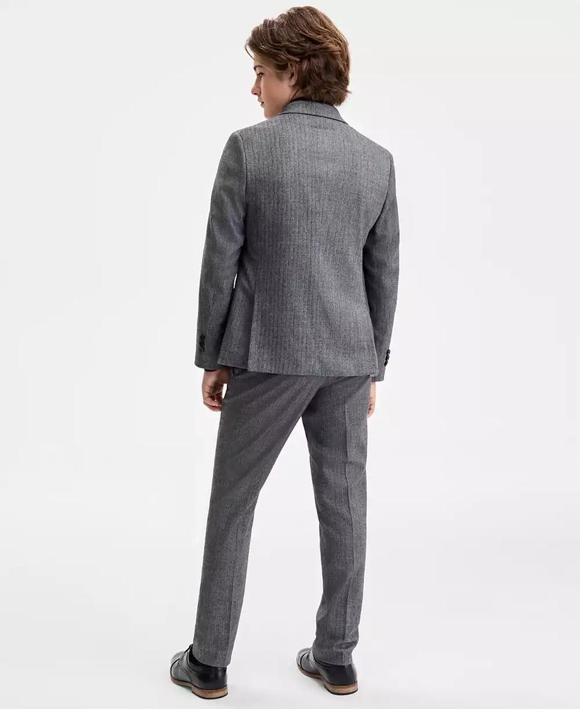 B By Brooks Brothers Boys 8-20 Gray Black Flannel Herringbone Classic Sport Coat