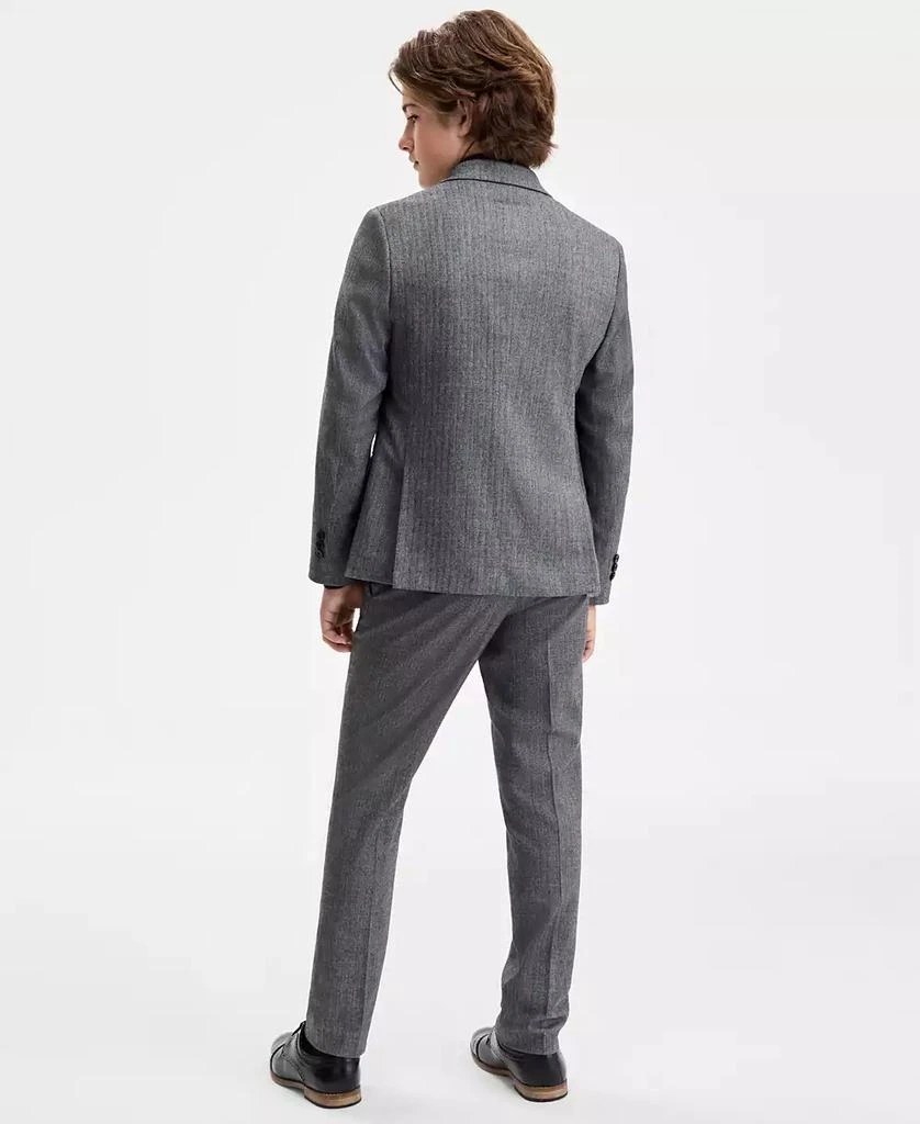 B By Brooks Brothers Boys 8-20 Gray Black Flannel Herringbone Classic Sport Coat 2