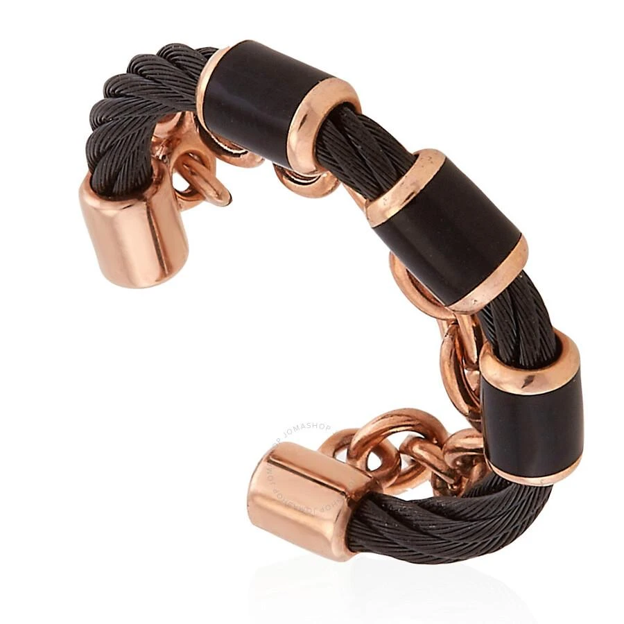 Charriol St. Tropez Stainless Steel Pink and Black PVD Cable and Chain Band Ring 1