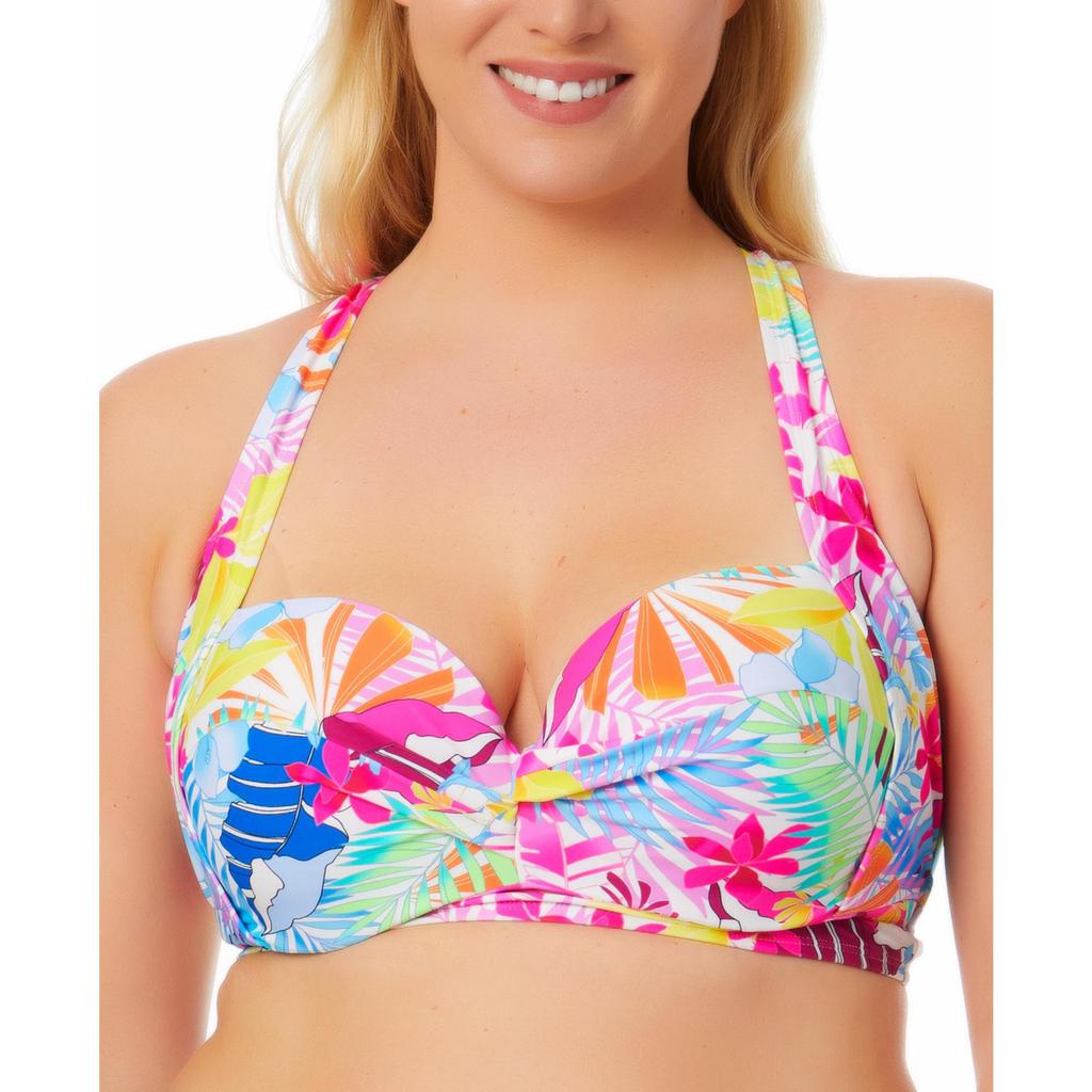 California Waves Plus Womens Printed Underwire Bikini Swim top