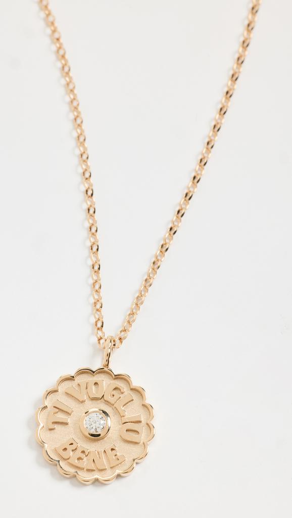 Marlo Laz Small Ti Voglio Bene Charm Rolo Necklace