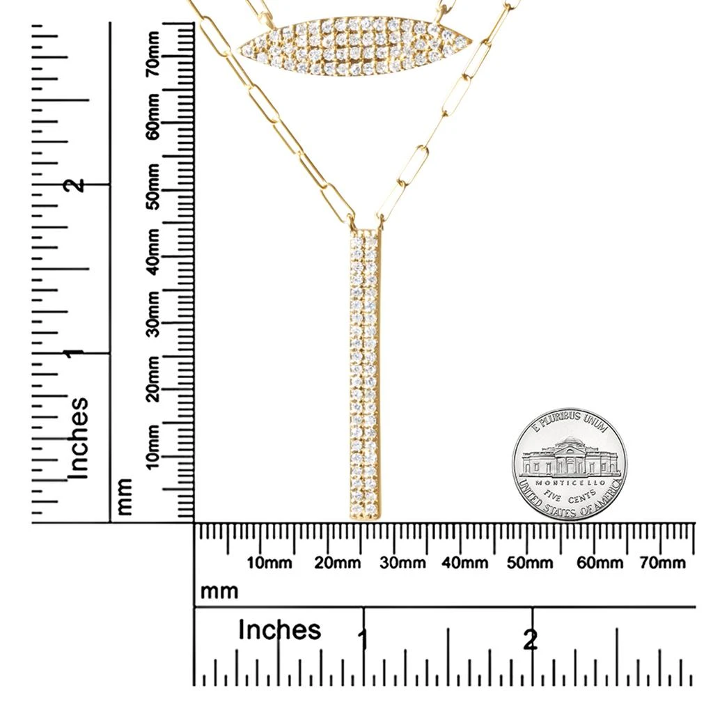 Haus of Brilliance 14K Yellow Gold 3/8 Cttw Two-Strand Marquise and Bar Charm Paper Clip Link Pendant Necklace  -18" and 20" Inch Lengths 6