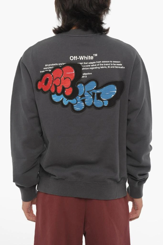 Off-White SEASONAL Slim Fit Crew-neck Sweatshirt with Contrasting Deta 2