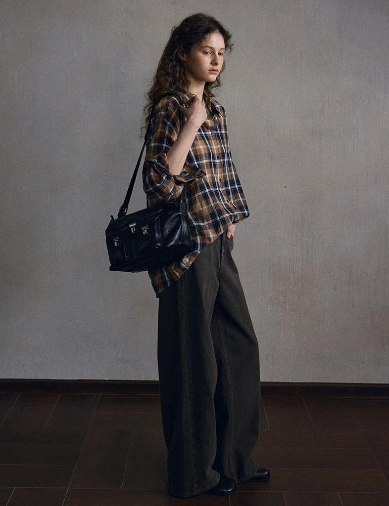 Pixie Market Brown Plaid Oversize Shirt-PREORDER 7